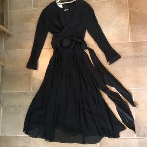 Chanel black silk evening dress